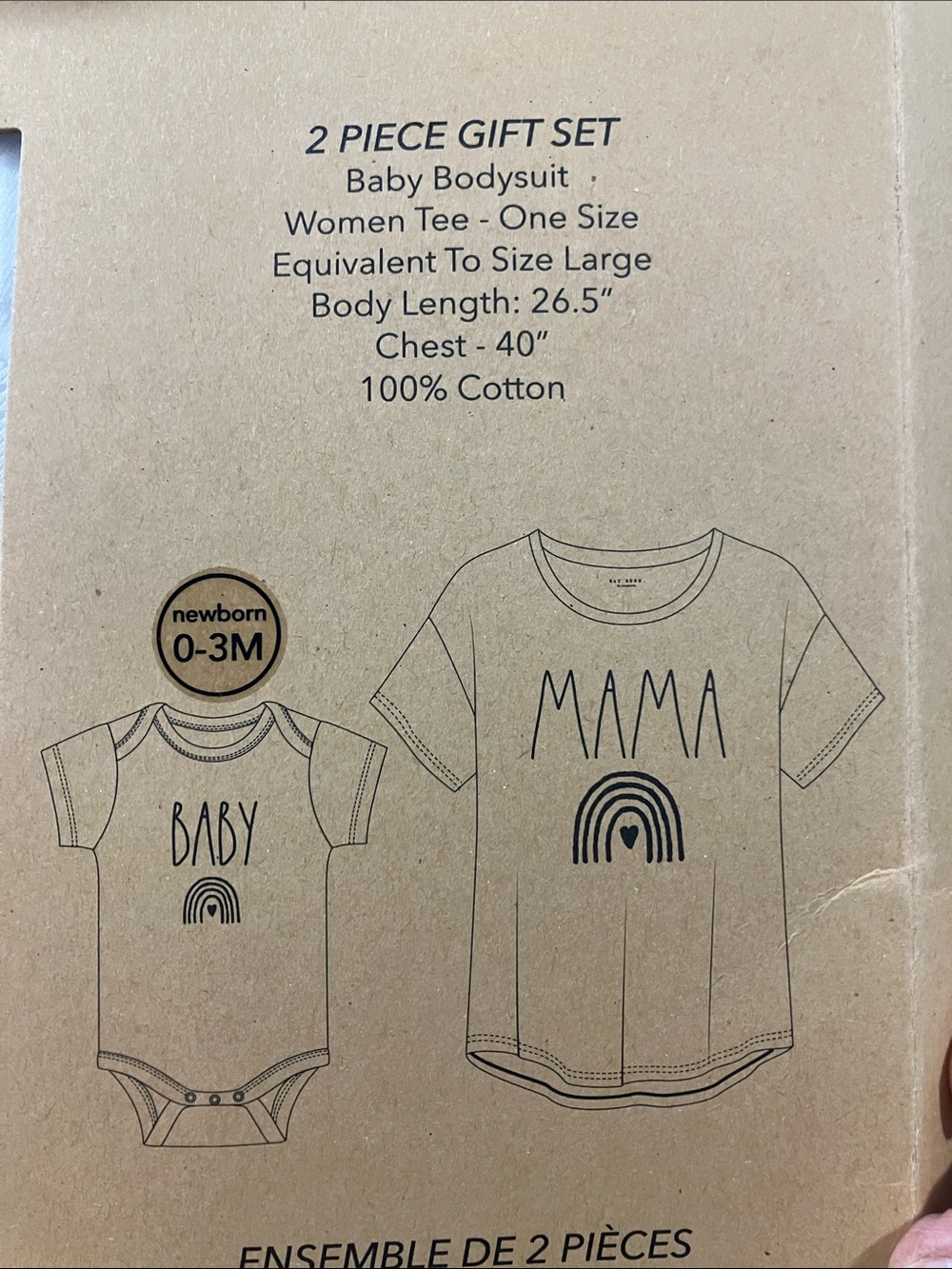 Rae Dunn , Baby and Mama matching set. 0-3 bodysuit + OS womens tee